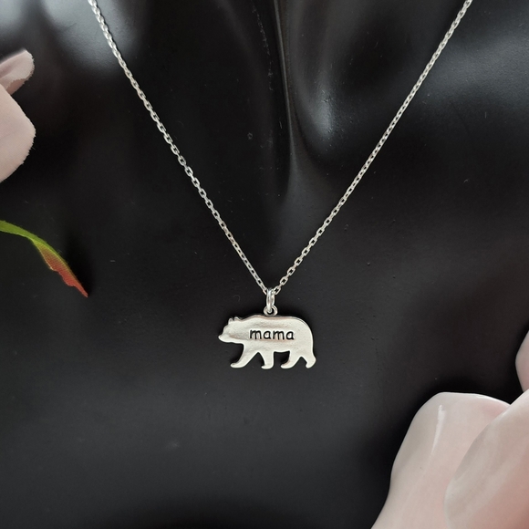 ♥️ MAMA BEAR STERLING SILVER NECKLACE - Picture 2 of 3